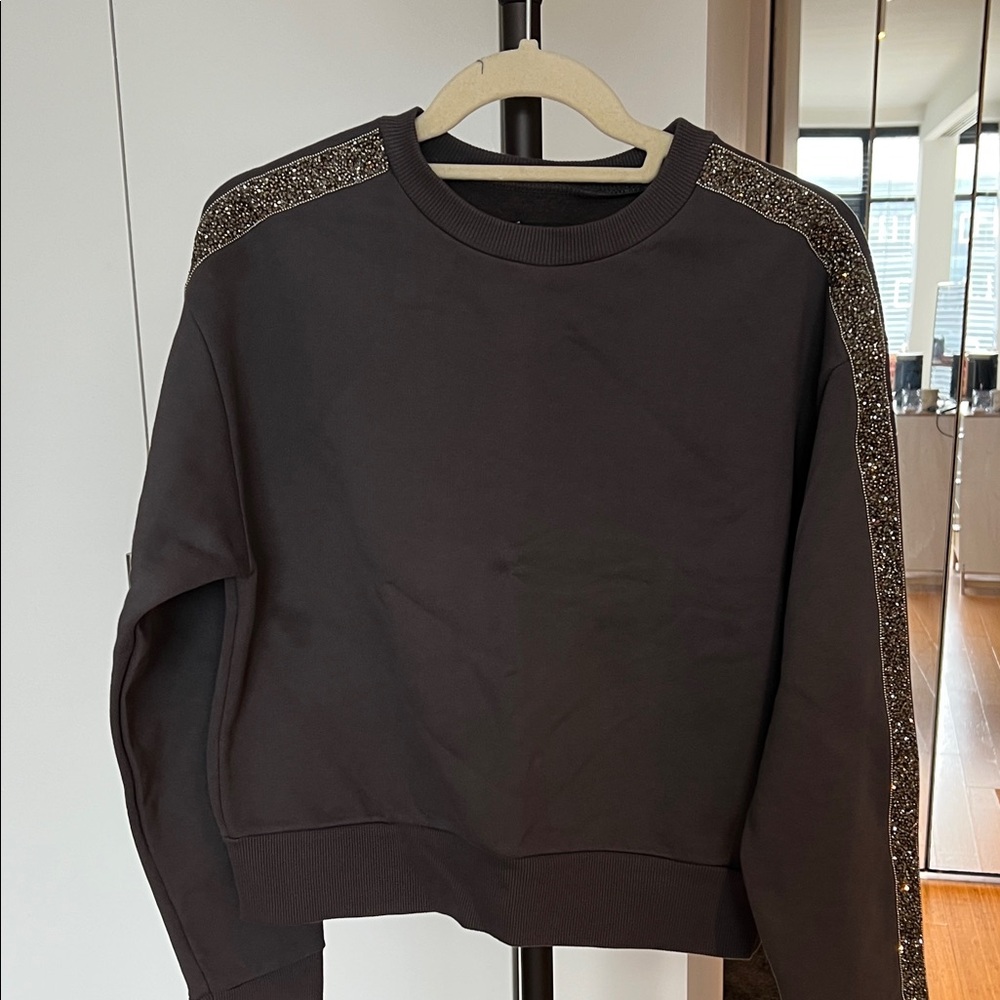 Grey Sweatshirt with Gold Glitter Accents